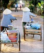 Transporting produce in Vientiane