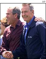 President George W Bush and his father George Bush